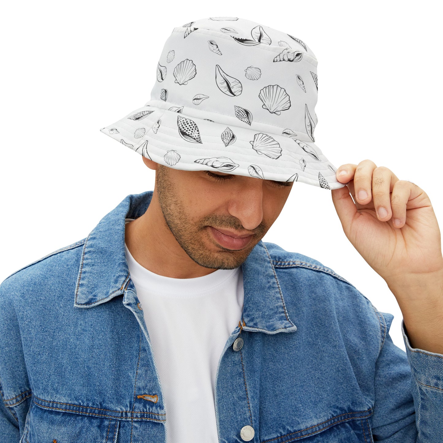 Sea Shell Design Bucket Hat (White) by Lynn Salem Creates