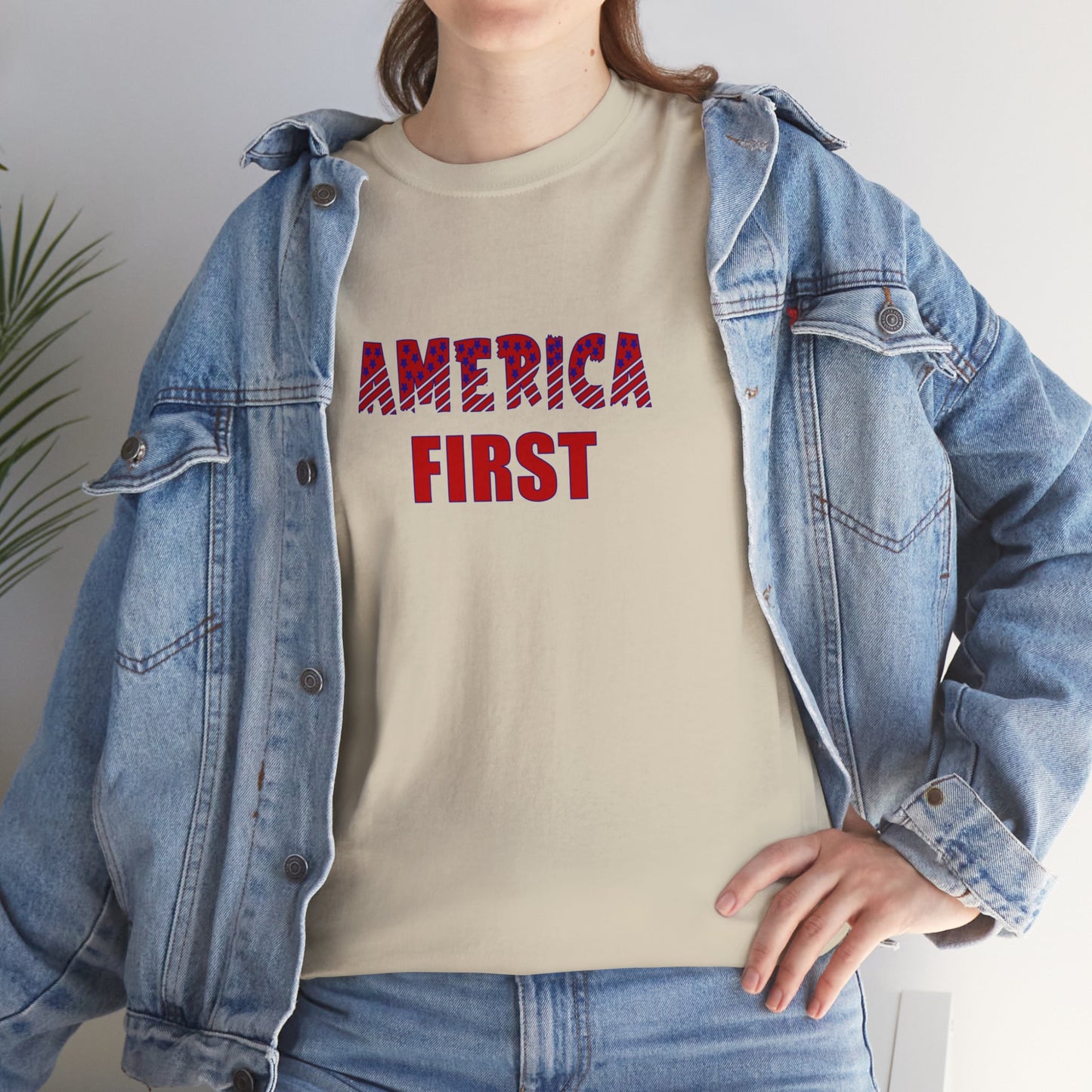 T-Shirt - Unisex Heavy Cotton - AMERICA FIRST by Lynn Salem Creates