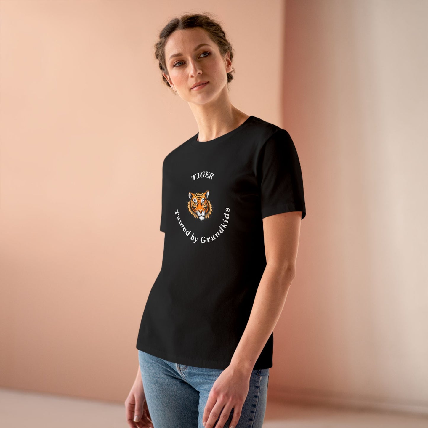 Tech HS - Tiger Tamed by Grandkids (white font) -Women's T-shirt- by Lynn Salem Creates