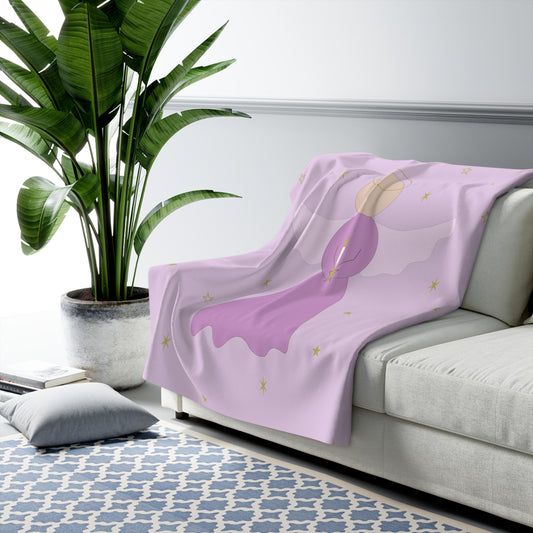 Sherpa Fleece Blanket - Angel in Pink by Lynn Salem Creates