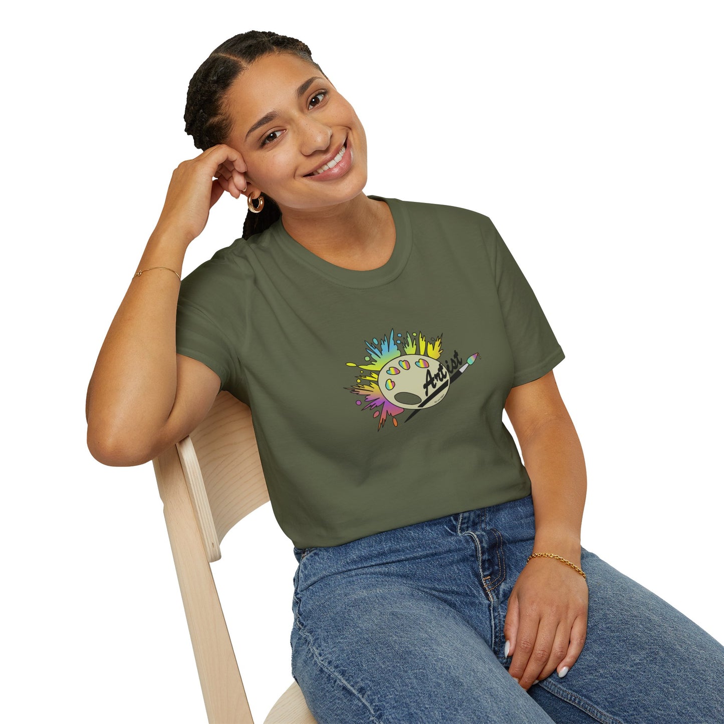 T-Shirt - Unisex Softstyle - Paint, Palette, Brush by Lynn Salem Creates