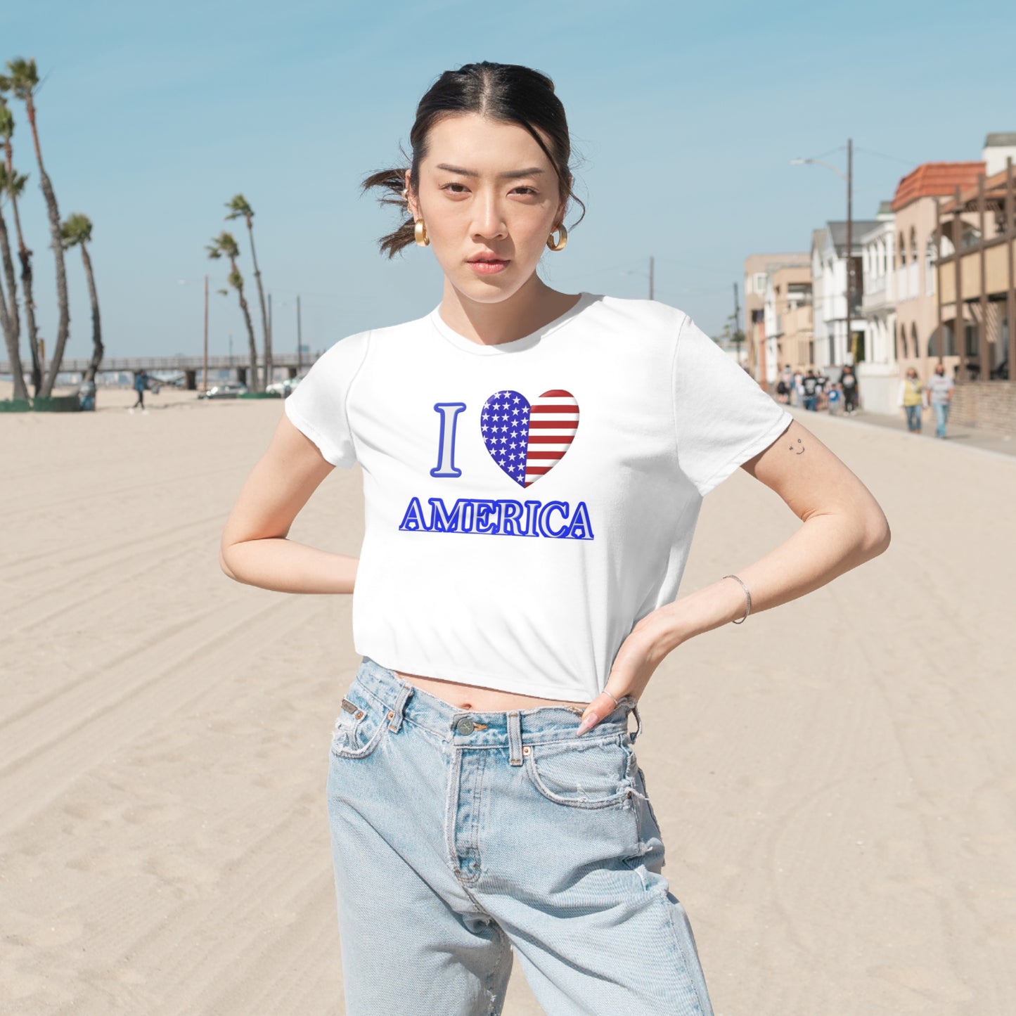 Cropped Tee - Womens - I Love America