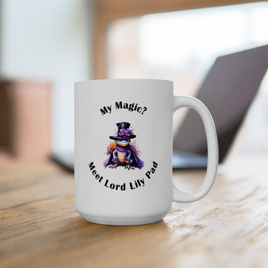 Ceramic Mug, (15oz) - Meet Lord Lily Pad by Lynn Salem Creates