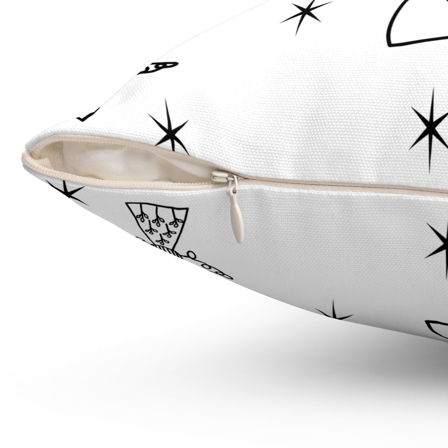 Square Pillow - Angels - Black and White by Lynn Salem Creates