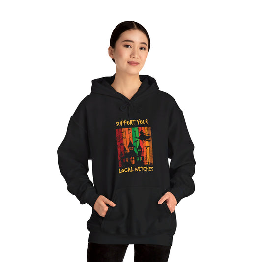Hooded Sweatshirt-Unisex Heavy Blend™ - Halloween - Support Your Local Witches (Black) by Lynn Salem Creates