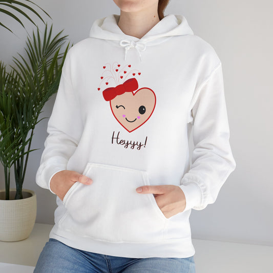 Flirting Heart ( Flesh) Hooded Sweatshirt by Lynn Salem Creates