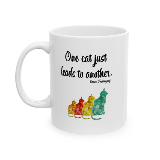 One Cat Just Leads to Another Ceramic Mug designed by Lynn Salem