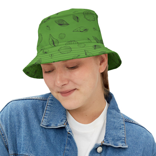 Sea Shell Design Bucket Hat (Green) by Lynn Salem Creates