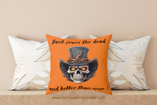 Halloween - Orange Pillow - Back From The Dead by Lynn Salem Creates