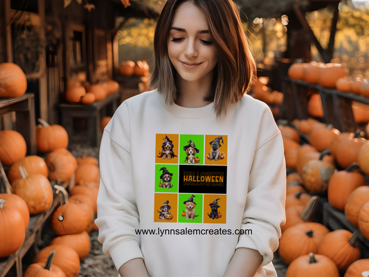 Halloween - Witch Puppies crew neck sweatshirt  by Lynn Salem Creates