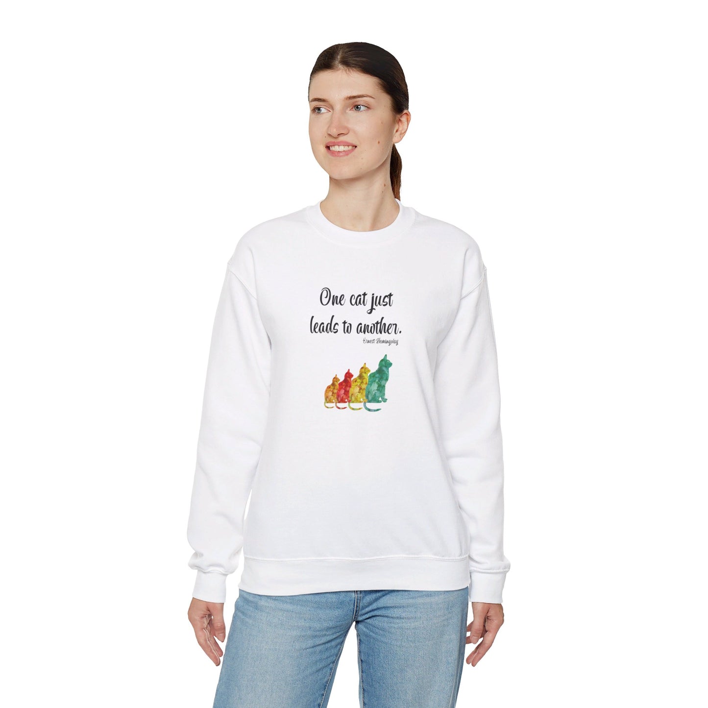 Sweatshirt (Crewneck) - Unisex Heavy Blend™ - One Cat by Lynn Salem Creates