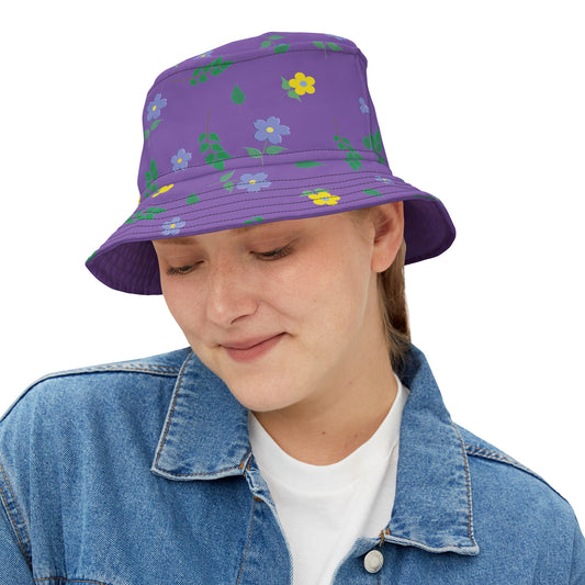 Light Purple  Bucket Hat Floral Design by Lynn Salem Creates