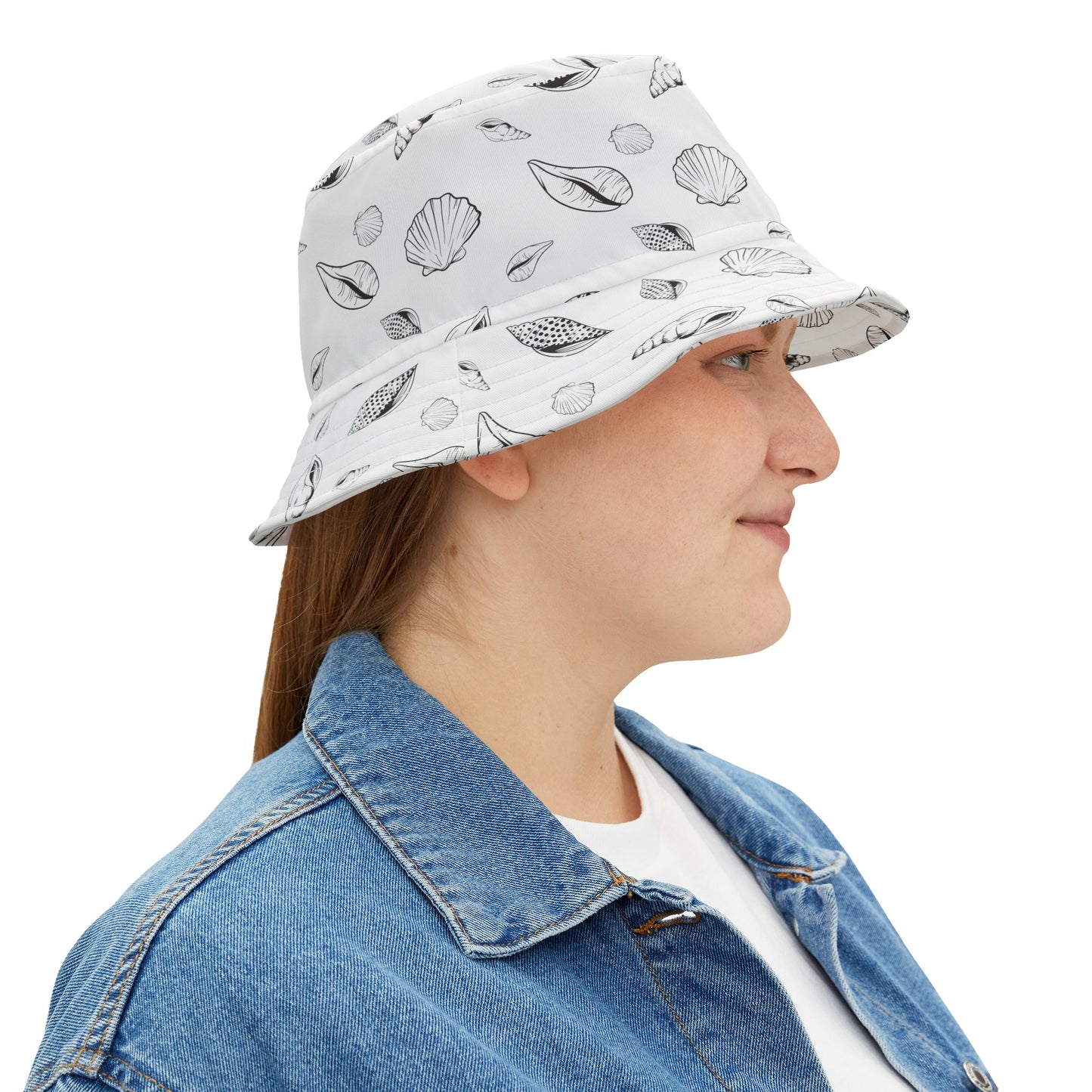 Sea Shell Design Bucket Hat (White) by Lynn Salem Creates