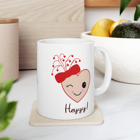 Flirting Heart (Flesh) Ceramic Mug by Lynn Salem Creates