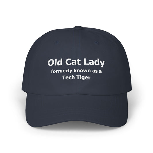 Tech HS - Embroidered Hat - Old Cat Lady formerly known as a Tech Tiger (white text) by Lynn Salem Creates