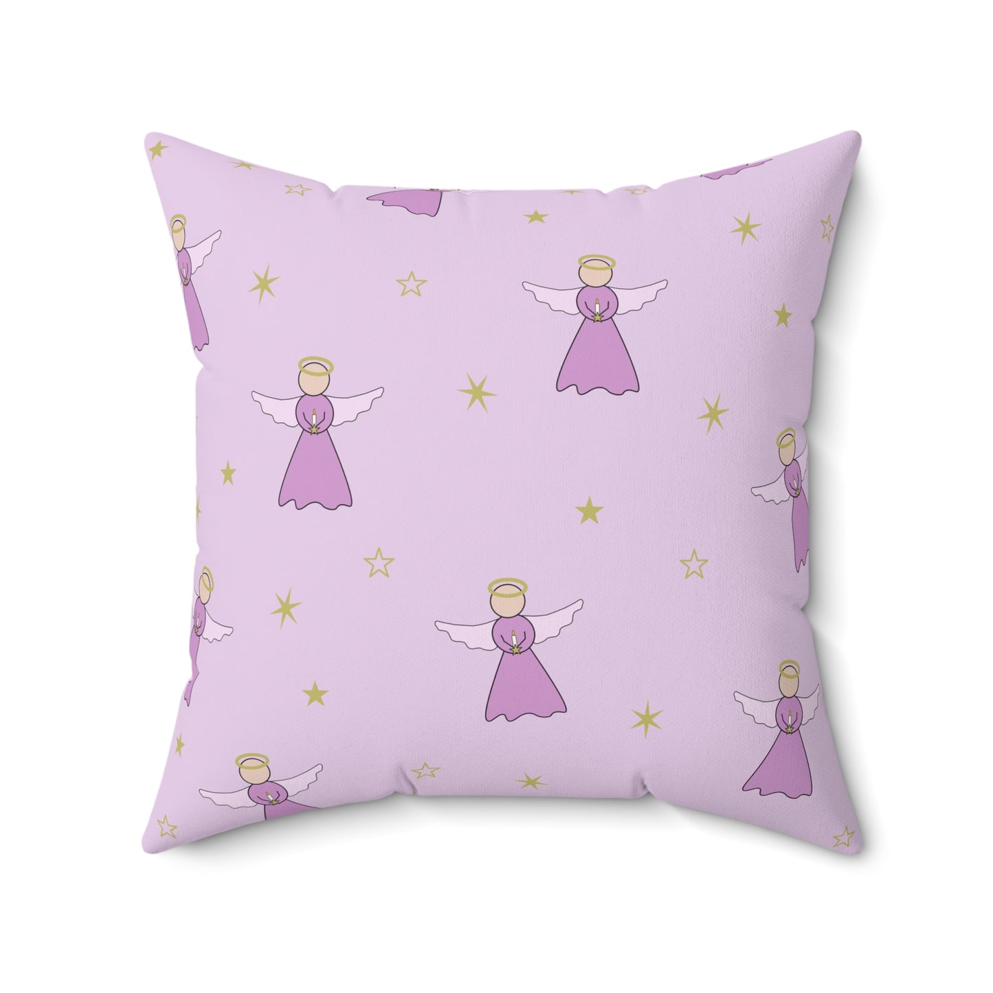 Square Pillow - Angels in Pink by Lynn Salem Creates
