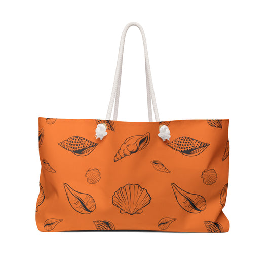 Weekender Bag - Orange Sea Shell Design by Lynn Salem Creates
