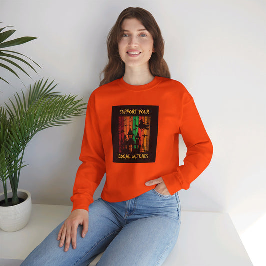 Crewneck Sweatshirt-Unisex Heavy Blend™ - Halloween - Support Your Local Witches 2 by Lynn Salem Creates