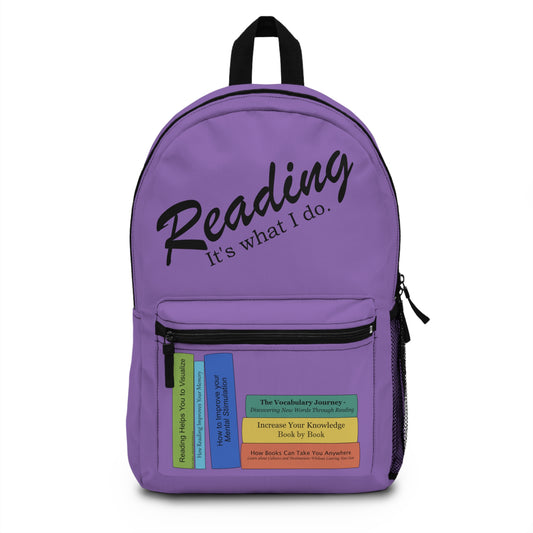 Backpack - Reading Books (Light Purple) by Lynn Salem Creates