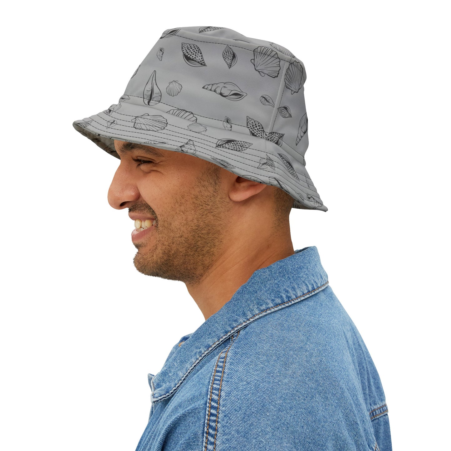 Sea Shell Design Bucket Hat (Light Grey) by Lynn Salem Creates