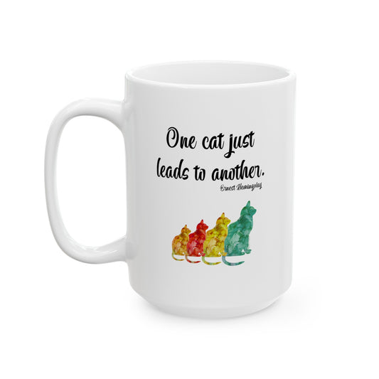 One Cat Just Leads to Another Ceramic Mug designed by Lynn Salem