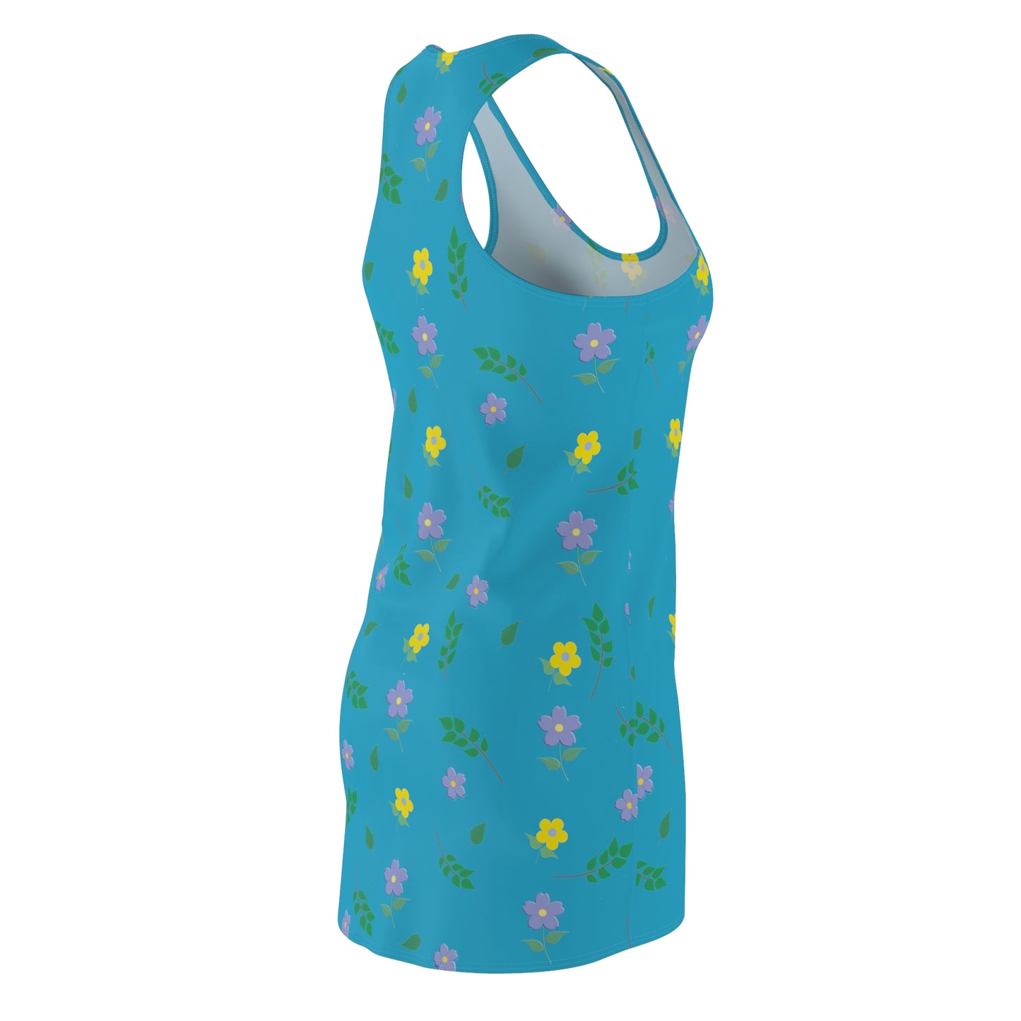 Racerback Dress (Turquoise) Floral Design
