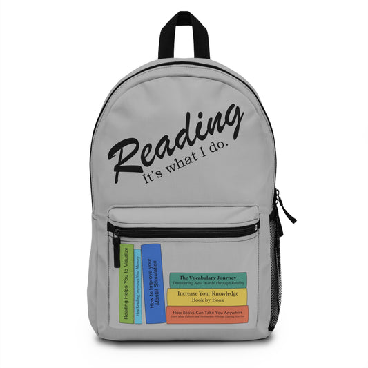 Backpack - Reading Books (Light Grey) by Lynn Salem Creates