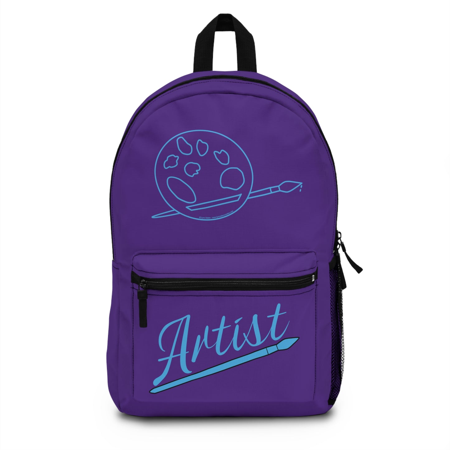 Backpack - Artist Palette and Brush on Purple by Lynn Salem Creates