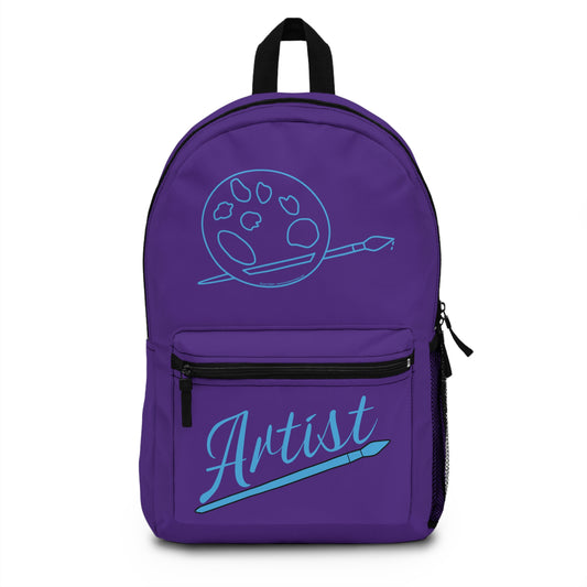 Backpack - Artist Palette and Brush on Purple by Lynn Salem Creates
