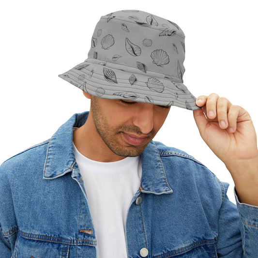 Sea Shell Design Bucket Hat (Light Grey) by Lynn Salem Creates
