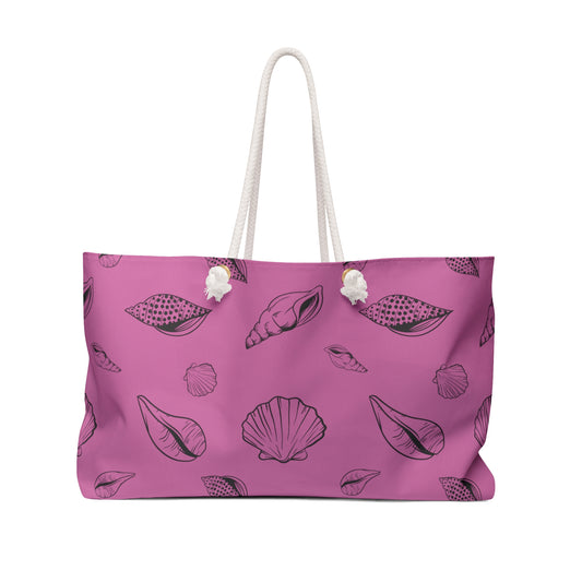 Weekender Bag - Light Pink Sea Shell Design by Lynn Salem Creates
