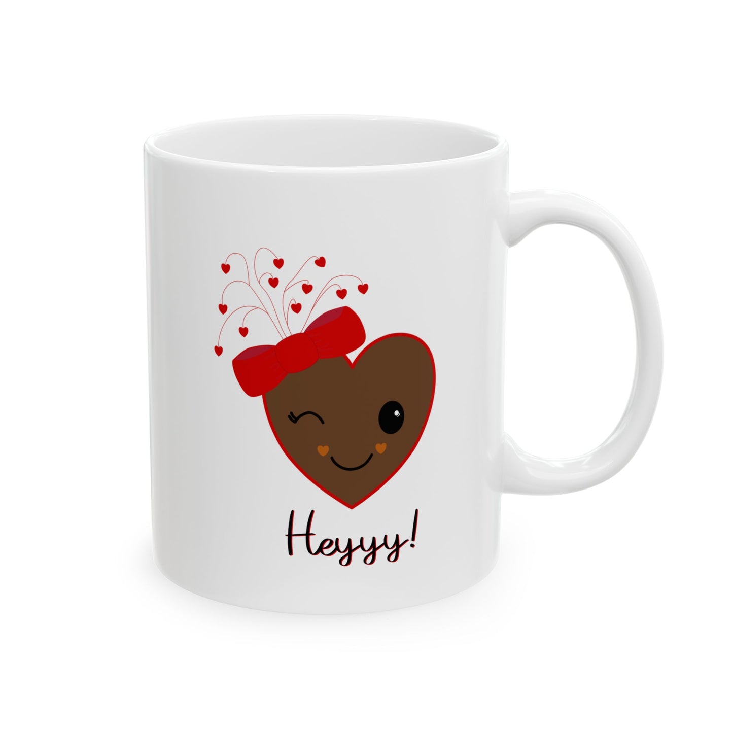 Flirting Heart (Brown) Ceramic Mug by Lynn Salem Creates