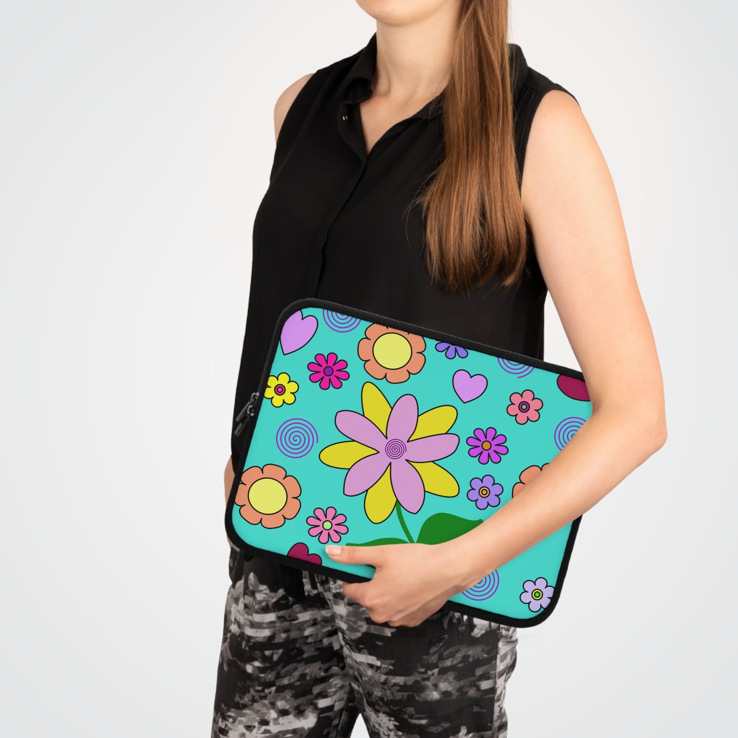 Laptop Sleeve - Hippie Flowers by Lynn Salem Creates