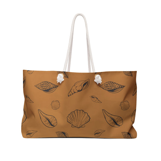 Weekender Bag - Light Brown Sea Shell Design by Lynn Salem Creates