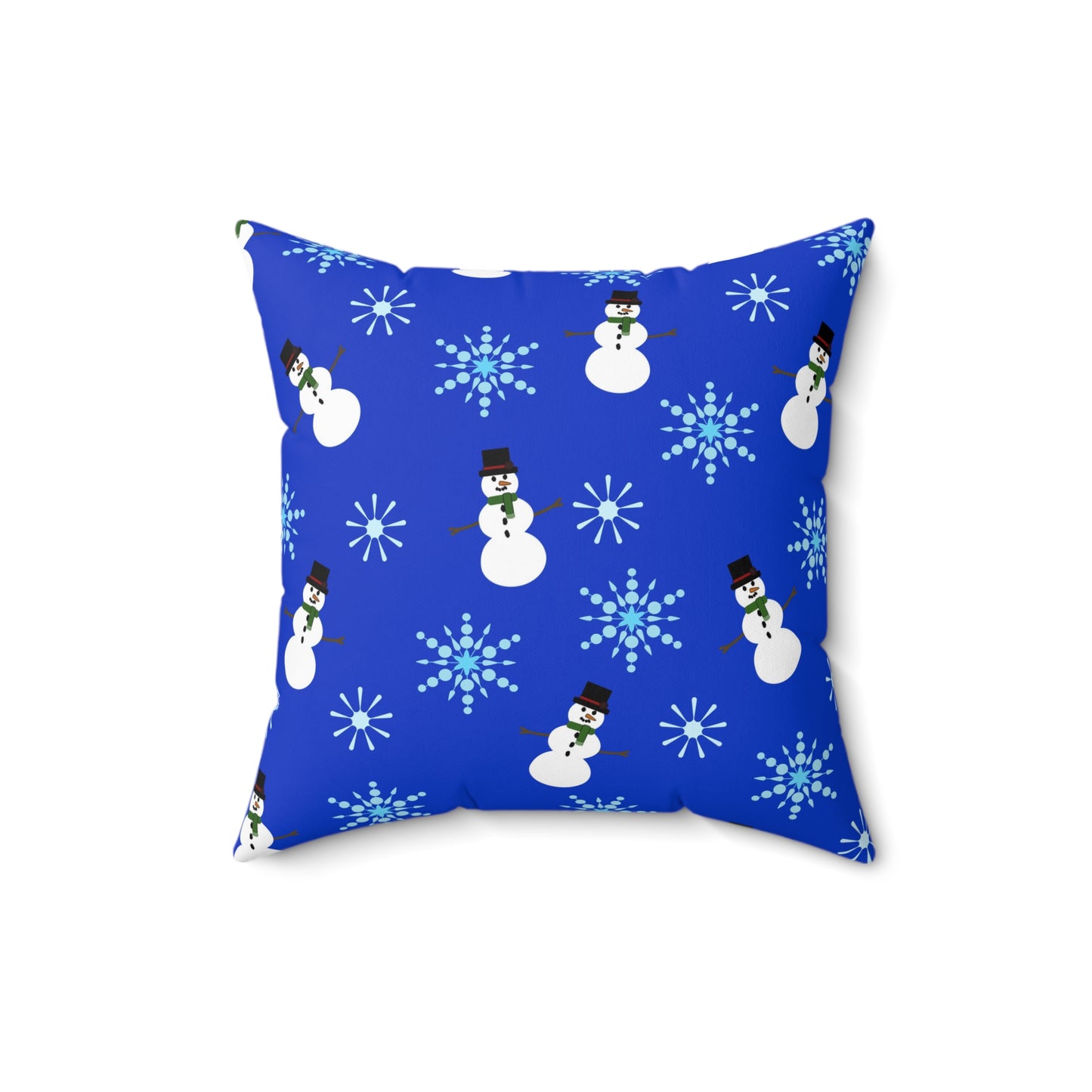 Square Pillow - Snowmen and Snowflakes by Lynn Salem Creates