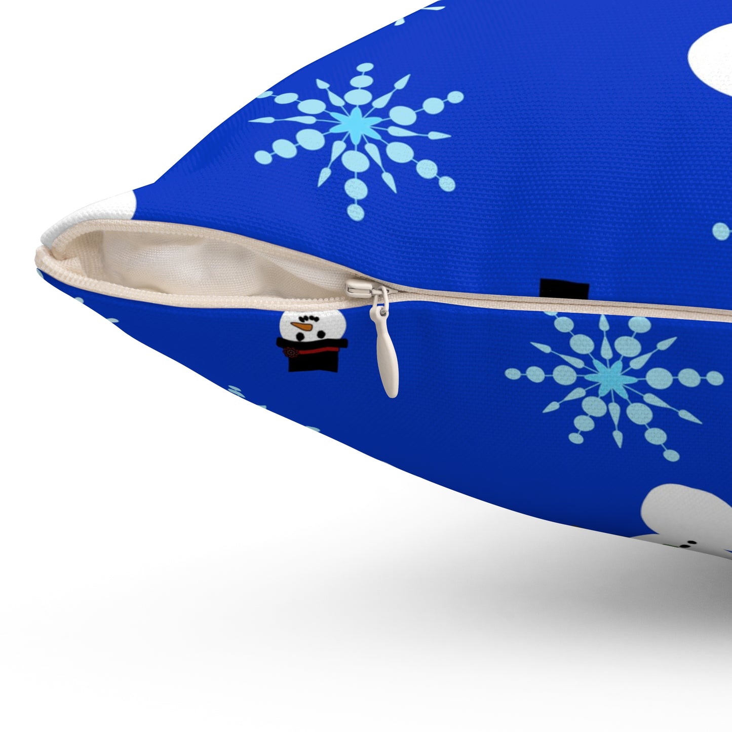 Square Pillow - Snowmen and Snowflakes by Lynn Salem Creates