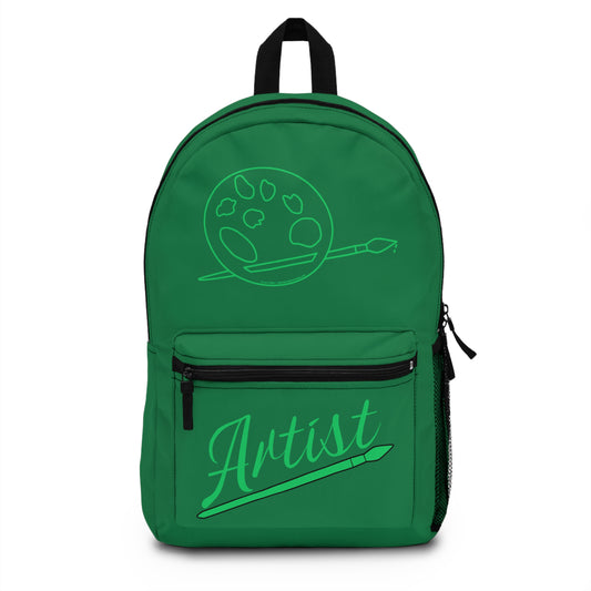 Backpack - Artist Palette and Brush on Green by Lynn Salem Creates