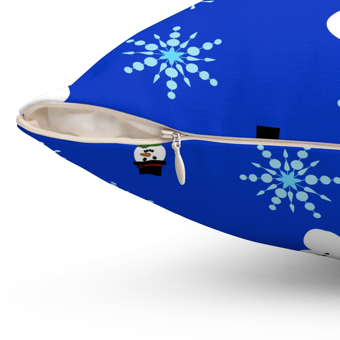 Square Pillow - Snowmen and Snowflakes by Lynn Salem Creates