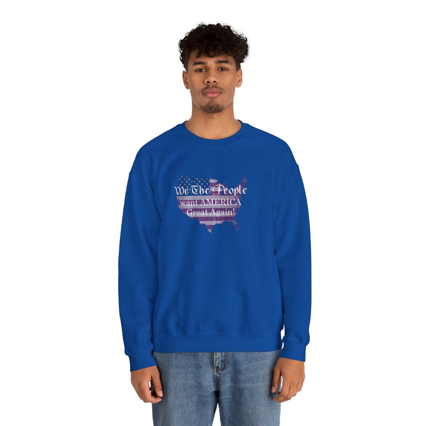 Crewneck Sweatshirt - We The People want America Great Again! (White) by Lynn Salem Creates