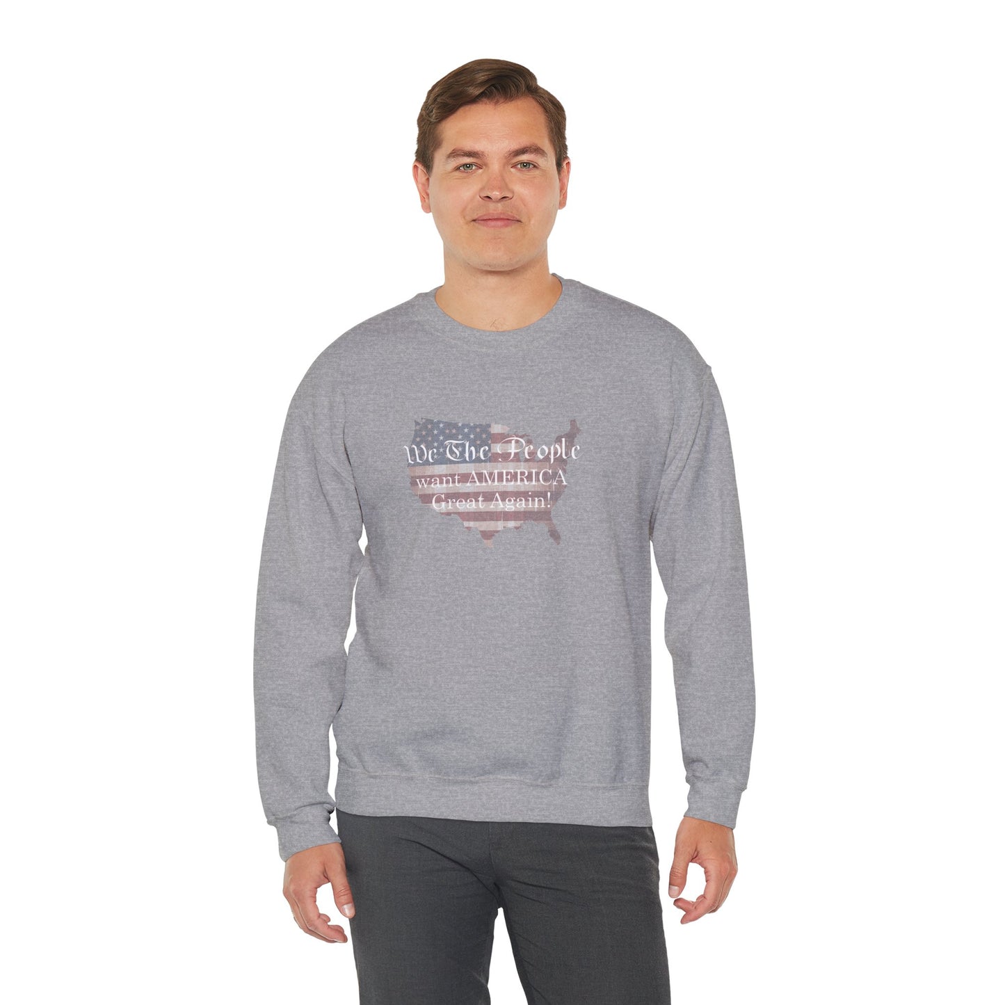 Crewneck Sweatshirt - We The People want America Great Again! (White) by Lynn Salem Creates