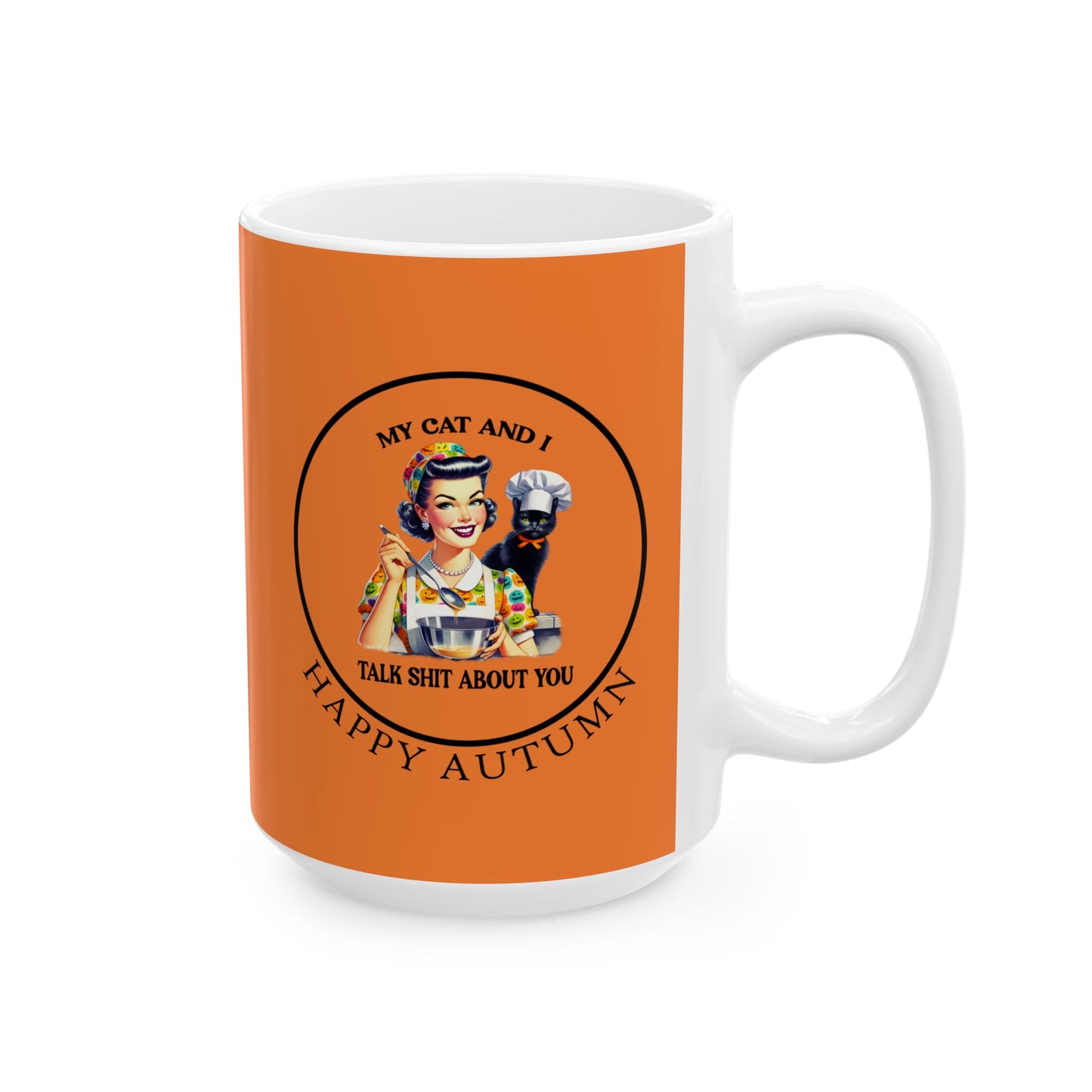 Ceramic Mug, (11oz, 15oz) - Autumn - My Cat and I  by Lynn Salem Creates