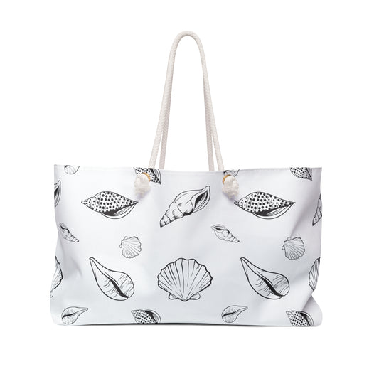 Weekender Bag - White Sea Shell Design by Lynn Salem Creates