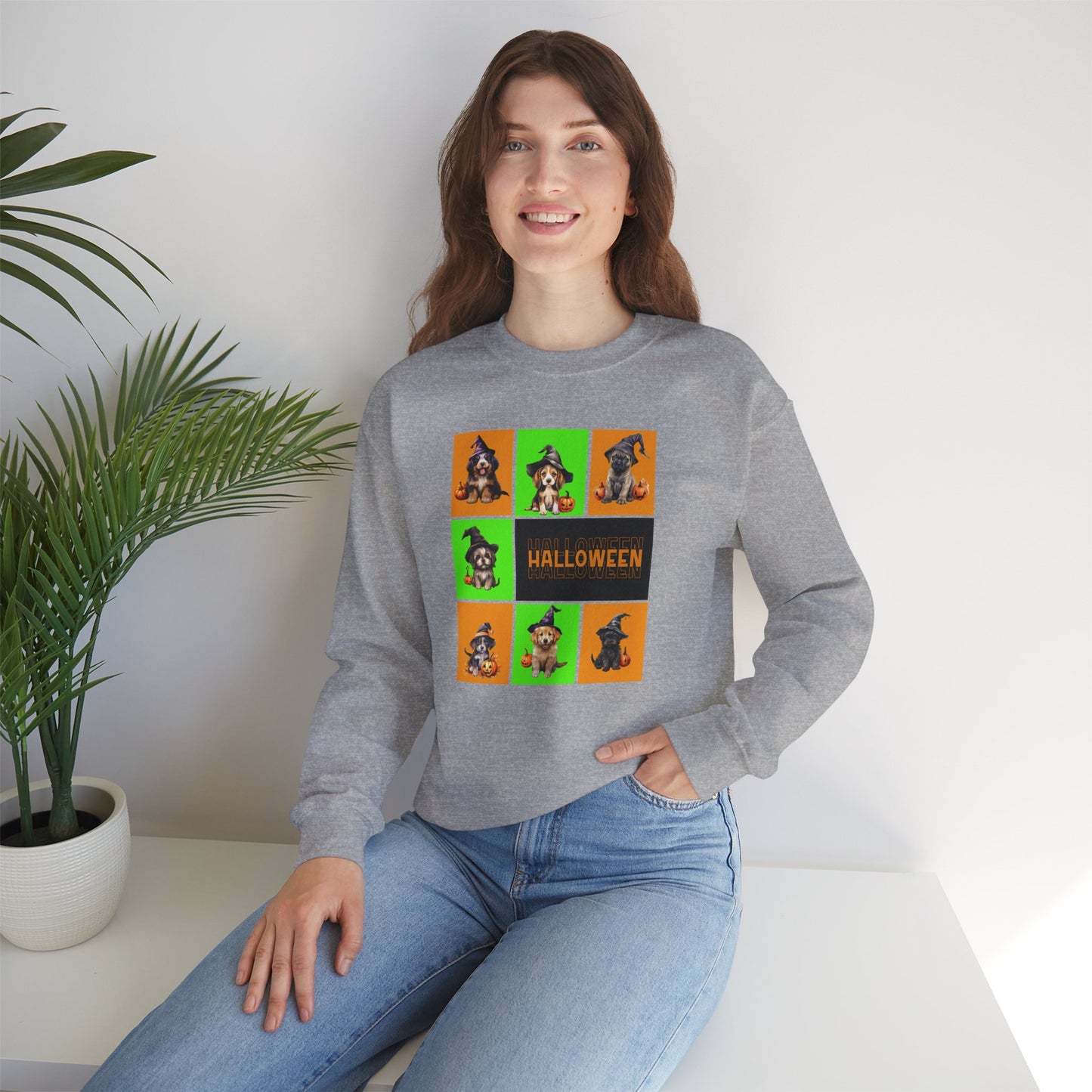 Halloween - Witch Puppies crew neck sweatshirt  by Lynn Salem Creates