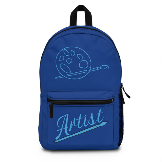 Backpack - Artist Palette and Brush on Blue by Lynn Salem Creates