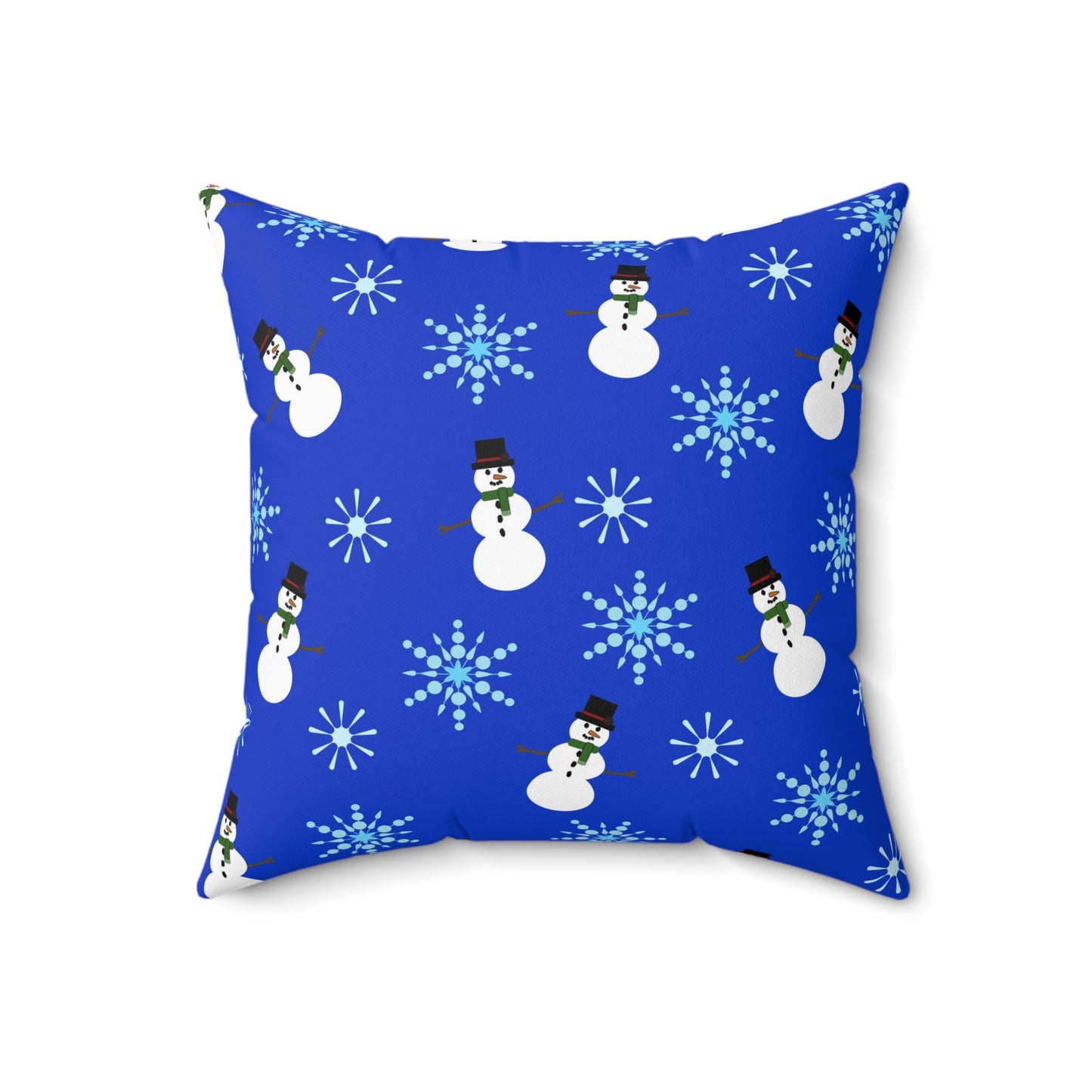Square Pillow - Snowmen and Snowflakes by Lynn Salem Creates