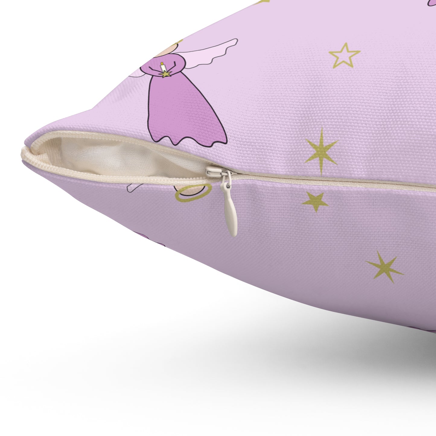 Square Pillow - Angels in Pink by Lynn Salem Creates
