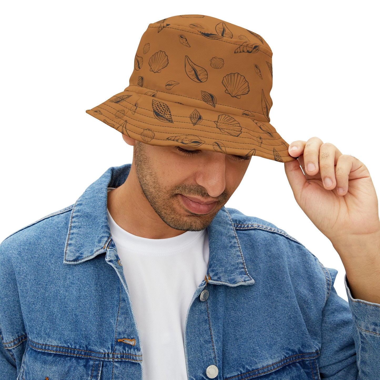 Sea Shell Design Bucket Hat (Light Brown) by Lynn Salem Creates