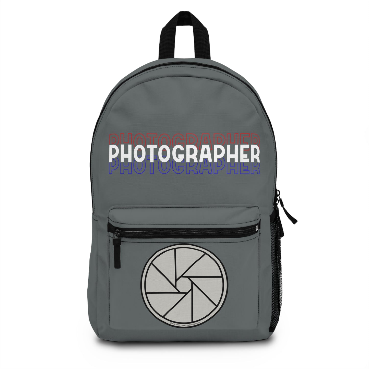 Backpack - Photographer - Red, White, and Blue (Dark Grey) by Lynn Salem Creates