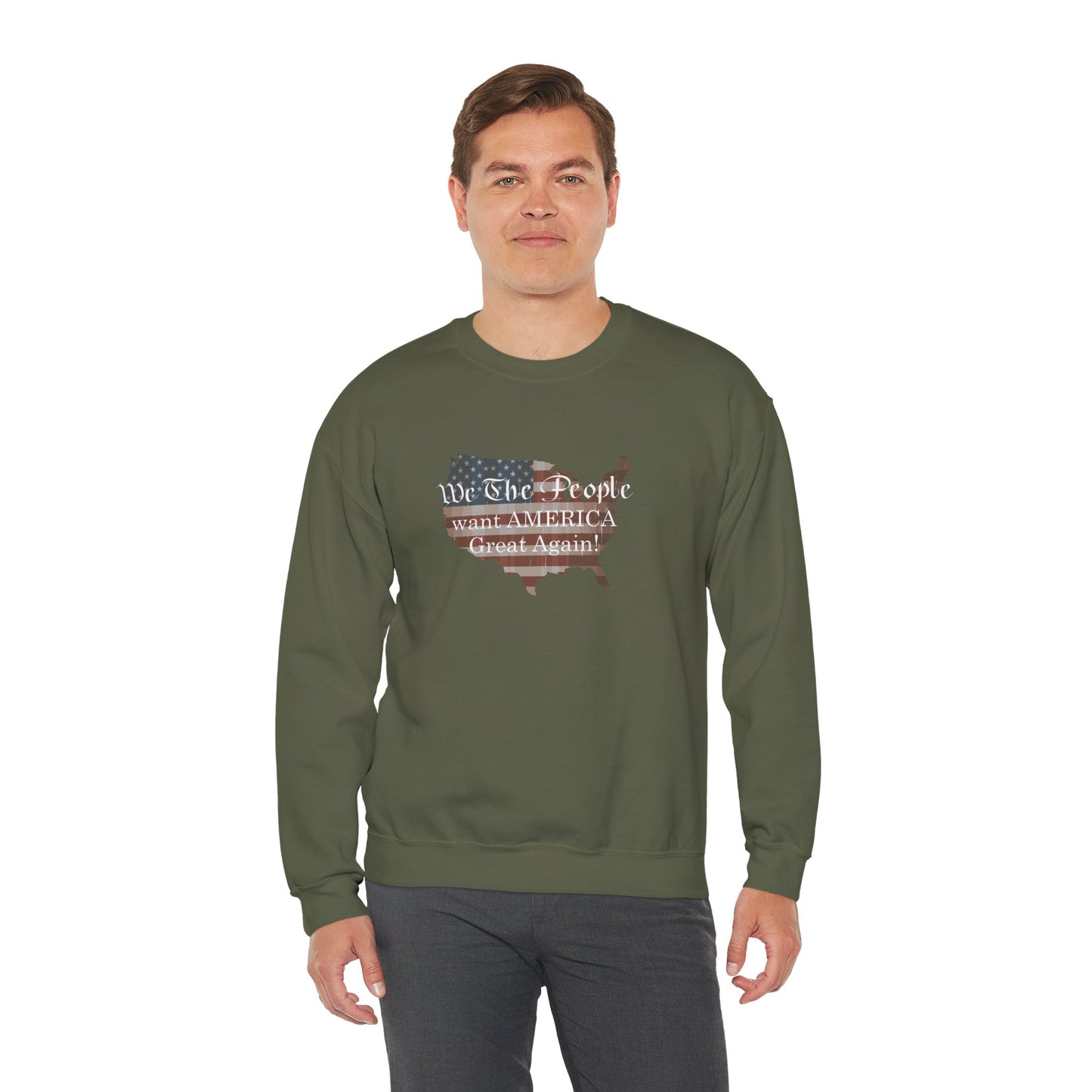 Crewneck Sweatshirt - We The People want America Great Again! (White) by Lynn Salem Creates