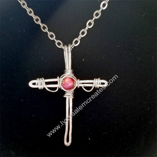 A - Copper Cross - Silver-Plated - Pendant Handcrafted by Lynn Salem Creates